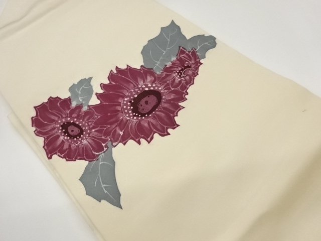 作家物　塩瀬花葉模様名古屋帯